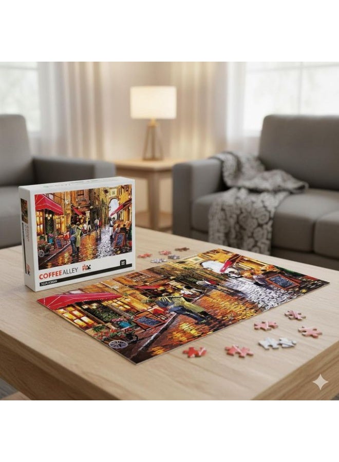 Coffee Street Jigsaw Puzzle – 70*50 cm – 1000 PCS European Café Scene – Warm Evening Ambience – Relaxing Puzzle for Adults & Teens Age 14+ – High-Quality Print – Perfect for Framing or Gifting - Image 1